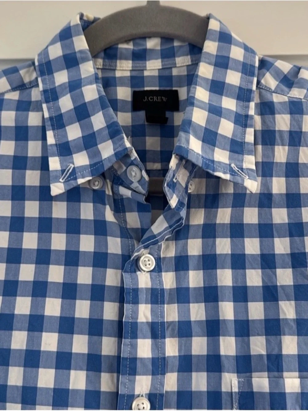 J. Crew Blue and White Gingham Button-Down Shirt